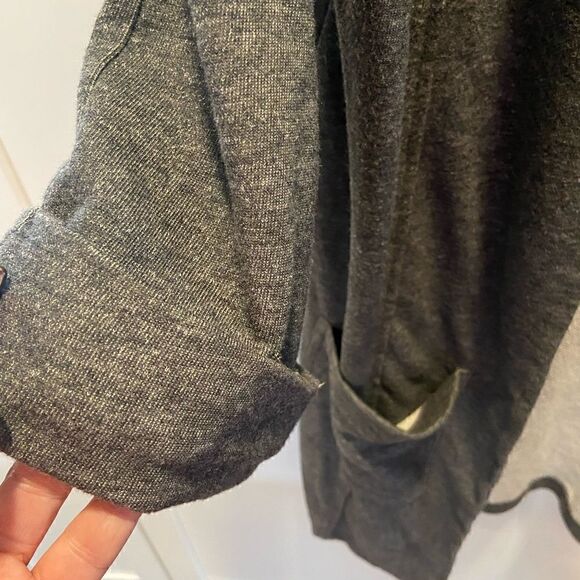 Garnet Hill Open Front cardigan Size S French Terry Gray Collarless Jacket - Picture 3 of 8